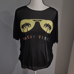 Black Graphic Tee with Yellow Accents